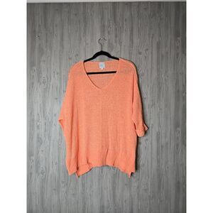 Coral Open Knit Slouchy Sweater Women’s Size M Lightweight Oversized Beach Boho